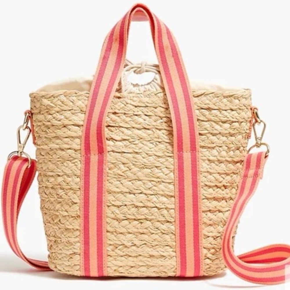 NWOT J. Crew Raffia straw mini tote bag